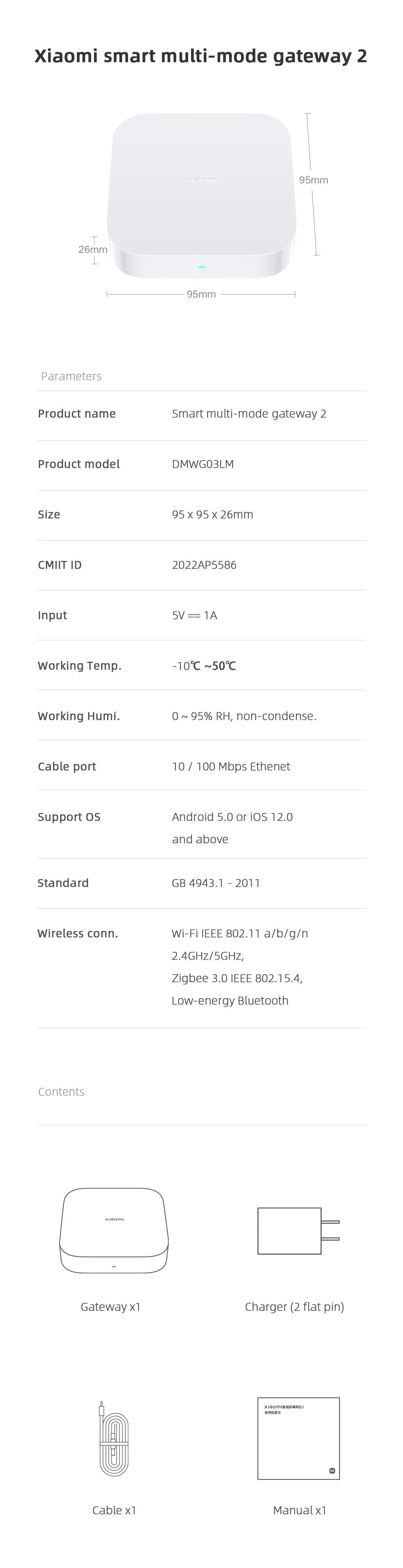 2025 New Xiaomi Smart Multimode Gateway 2 Protocol Bluetooth Mesh Zigbee 3.0 Linkage Smart Remote Control Hub For Mi Home App CN